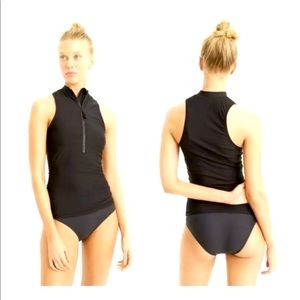J Crew Sleeveless zip rash guard  Black  M sunshirt nylon spandex Swim Beach